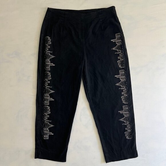 BGL Pants - BGL Studded Cityscape Black Capris